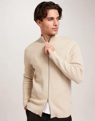 Only & Sons Onsphil Reg 12 Struc Card Knit Noos Tröjor med dragkedja Beige 