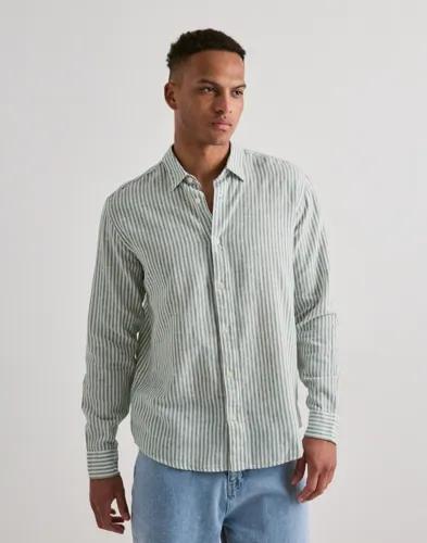 Only & Sons Onscaiden Life Ls Stripe Linen 660 Linneskjortor Grön 