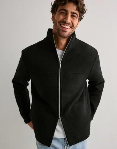 Selected Men Slhnealy Ls Knit Full Zip Cardigan Tröjor med dragkedja Svart 