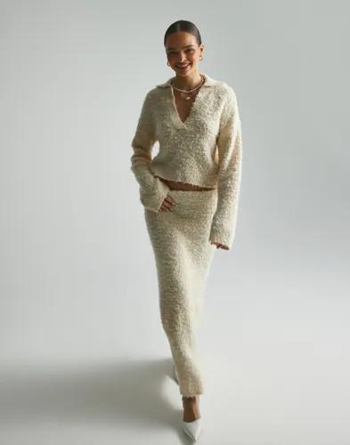 Nelly - Vit - Structure Knit Skirt 