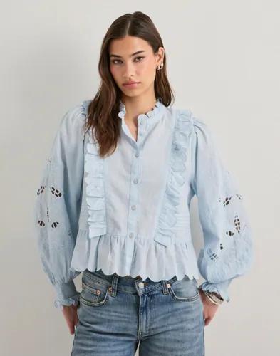 Neo Noir - Blå - Petrine Embroidery Blouse 