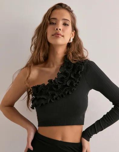 Only - Svart - Onlnulan Life One Shoulder Frill To 