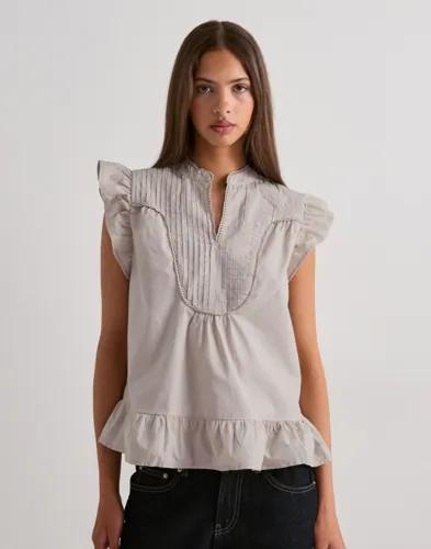 Only - Grå - Onladda S/L V-Neck Top Ex Wvn 