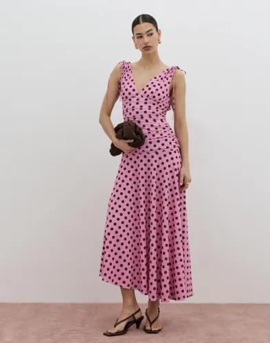 Nelly - Rosa - Cute Midi Flounce Dress 