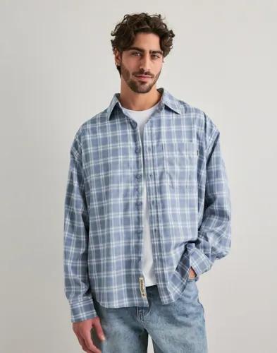 Woodbird Wbjong Dobby Check Shirt Skjortor Blå 