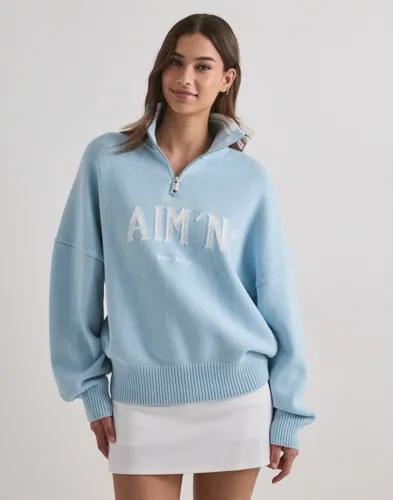 Aim'n - Blå - College Knitted Half Zip