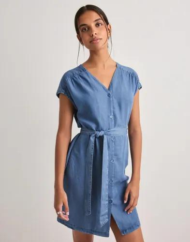 Only - Blå - Onlcharis Life Short Cap Dress Wvn 