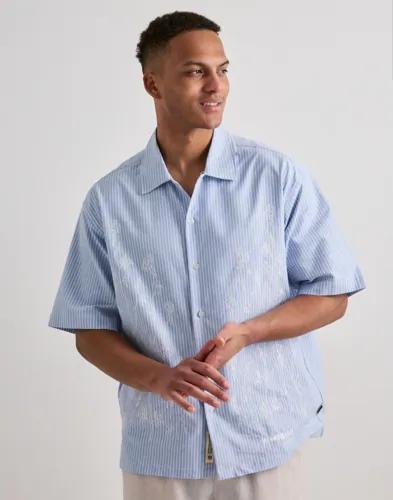 Woodbird Wbwang Ox Flower Shirt Kortärmade skjortor Blå 