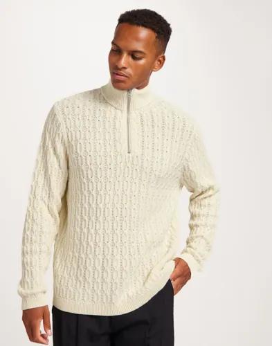 Only & Sons Onsleonard Life Reg 7 Half Zip Knit Tröjor med dragkedja Beige 