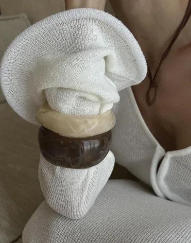 Muli Collection - Beige - Resin Bangle Bracelet 