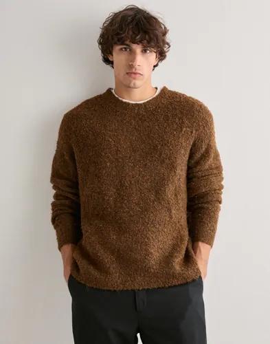 Woodbird Wbkurt Loop Crew Stickade tröjor Brun 