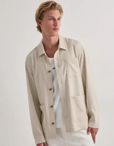 Les Deux Herringbone Overshirt Overshirts Beige 