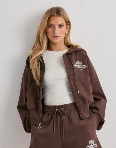 Nike - Brun - W Nk Phnx Flc Fz Hd Gls 