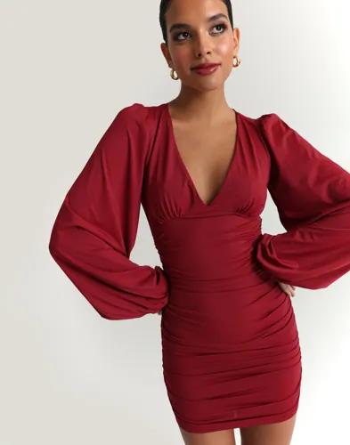Nelly - Röd - Jersey Volume Sleeve Dress 