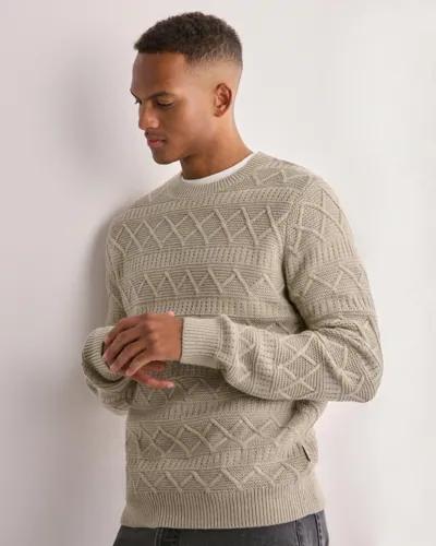 Only & Sons Onswade Reg 5 Struc Crew Neck Knit Stickade tröjor Beige 