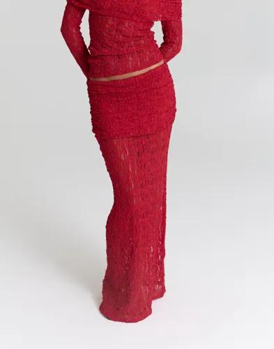 Nelly - Röd - Romantic Lace Maxi Skirt 