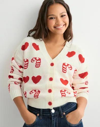 Vero Moda - Vit - Vmcandyhearts Ls V-Neck Cardgan Xma