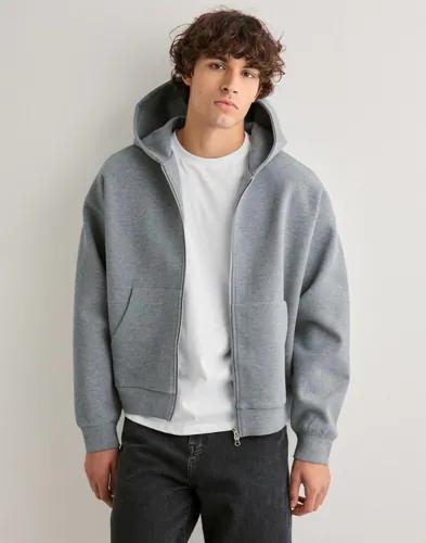 Only & Sons Onsgoyle Boxy Ls Scuba Zip Hoodie S Hoodies med dragkedja Grå 