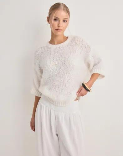 Only - Vit - Onlnordic Ss Loose O-Neck Cs Knt