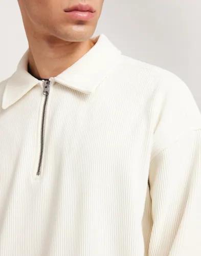 Jack & Jones Jorrick Plisse Sweat Zip Split Polo Tröjor med dragkedja Beige 