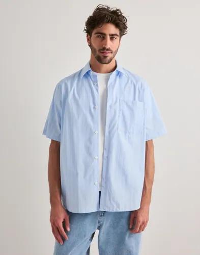 Selected Men Anraslund Classic Stripe Ss Shirt Kortärmade skjortor Blå 