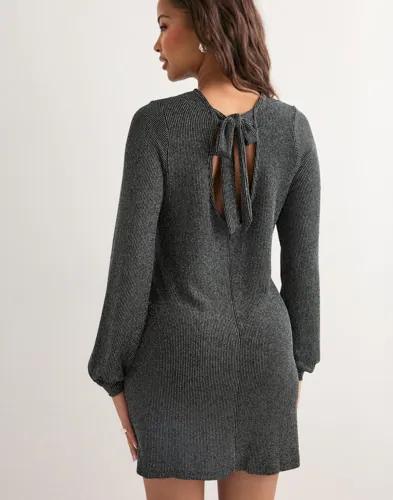 Only - Silver - Onlcarol L/S Glitter Bow Dress Jrs 