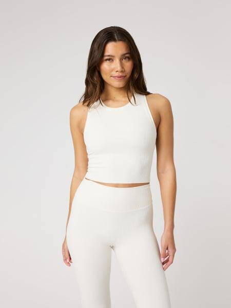 Björn Borg Studio Ribbed Cropped Tank Top Vit, XXL 